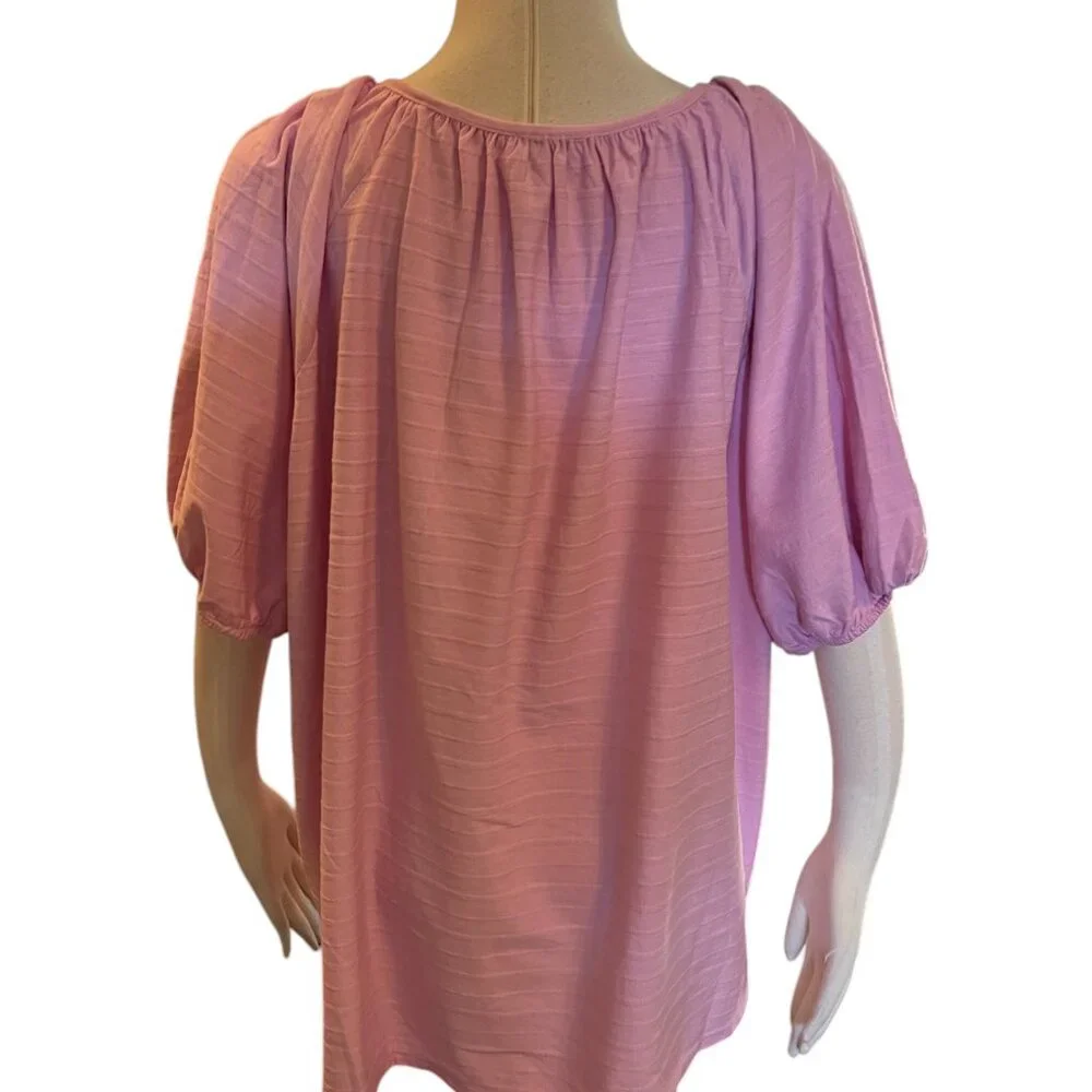 Wonderly Pink 3X Blouse Top Casual Plus Size Barbie Cotton - Picture 2 of 5
